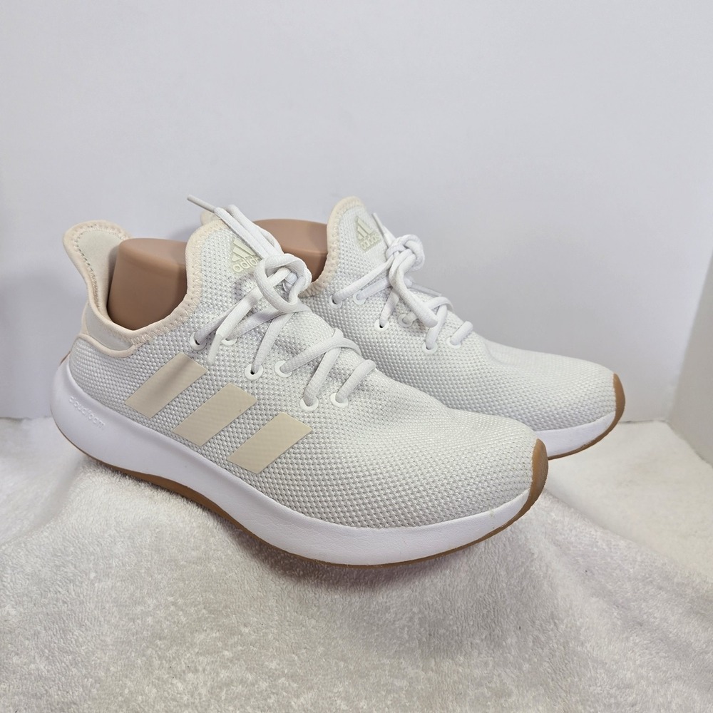 Adidas Cloudfoam Womens Size 8.5 Pure Cloud White Sneakers Running Shoes EUC